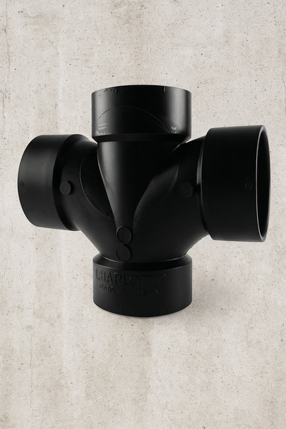 Pipe 4 in. ABS DWV All Hub Double Sanitary Tee ABS004281200HD