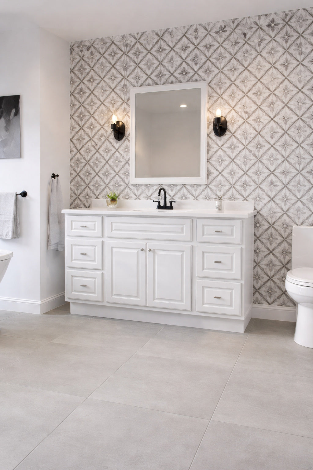Glacier Bay Hampton 60 in. W x 21 in. D x 33.5 in. H Bath Vanity Cabinet without Top in White