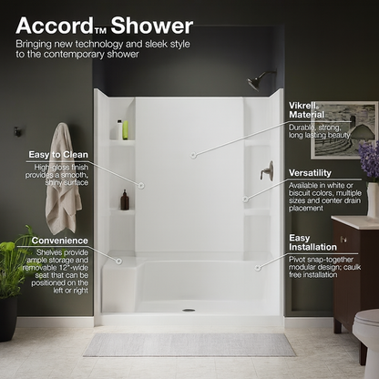 Sterling 60-1/4 x 30 in. Tub & Shower Complete Wall Set in White