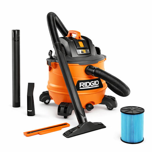RIDGID 16 Gal 6 5 Peak HP NXT Shop Vacuum Wet Dry Vac with Cart Fine Dust Filter Hose and Accessory Attachments
