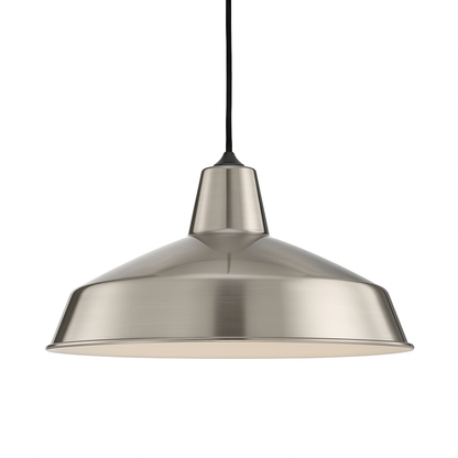 Hampton Bay 1-Light Brushed Nickel Rustic Steel Hanging Barn Light Warehouse Pendant