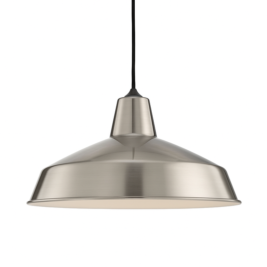 Hampton Bay 1-Light Brushed Nickel Rustic Steel Hanging Barn Light Warehouse Pendant