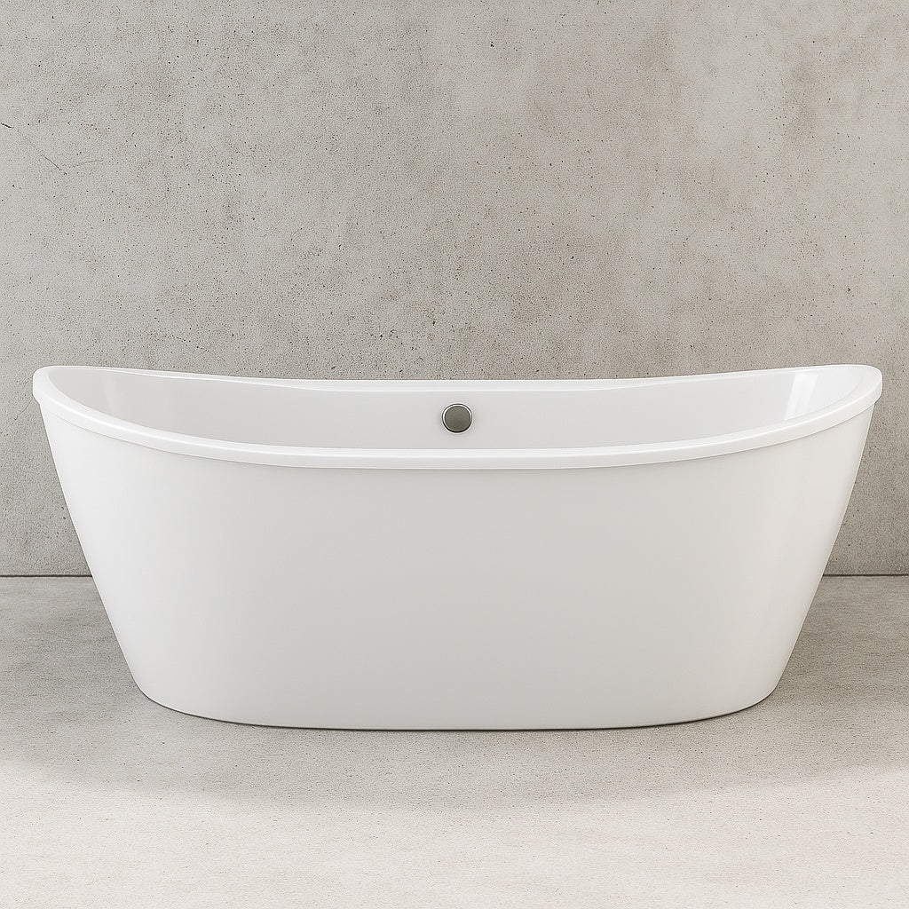 Delsia AcrylX 66 in. x 36 in. Freestanding Soaking Bathtub with Center Drain in White