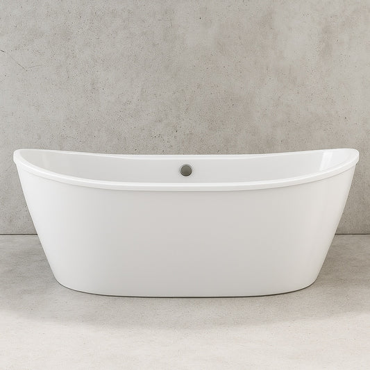 Delsia AcrylX 66 in. x 36 in. Freestanding Soaking Bathtub with Center Drain in White