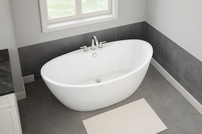 Delsia AcrylX 66 in. x 36 in. Freestanding Soaking Bathtub with Center Drain in White
