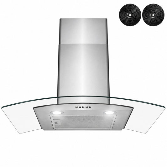 Golden Vantage 30 in Convertible Wall Mount Range Hood with LEDs Push Control and Carbon Filters in Stainless Steel