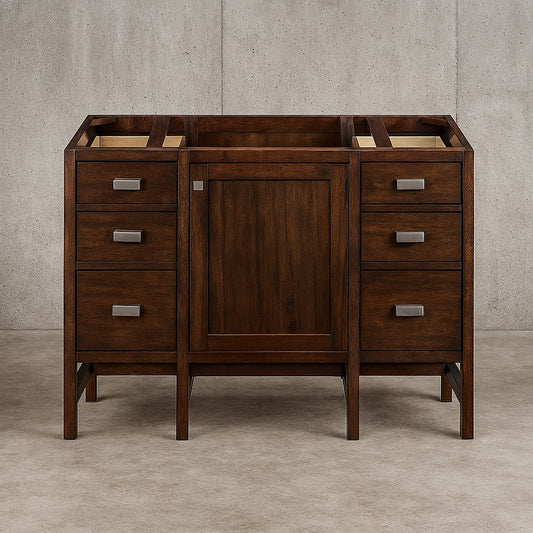 Addison 48 in. W X 23.5 in.D X 35.5 in. H Single Vanity in Mid Century Acacia with Quartz Top in Classic White