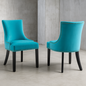 Marquis Blue Performance Velvet Nailhead Trim Dining Side Chairs (Set of 2)