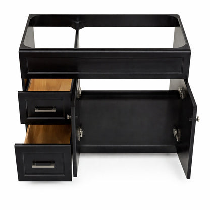 ARIEL Hamlet 36 in. W x 21.5 in. D x 34.5 in. H Freestanding Bath Vanity Cabinet without Top in Black