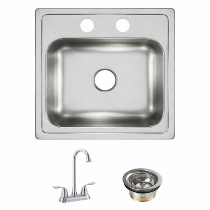 Elkay 15 In Drop In Single Bowl 20 Gauge Durable Satin Stainless Steel Kitchen Sink Kit W Faucet