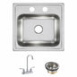 Elkay 15 In Drop In Single Bowl 20 Gauge Durable Satin Stainless Steel Kitchen Sink Kit W Faucet