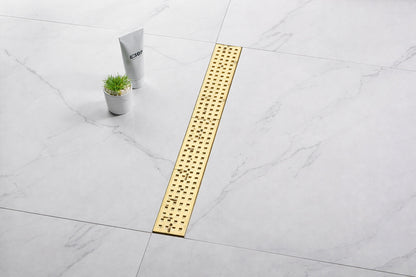 Tahanbath 24 in. Square Shower Drain w/ Flange, Brushed Gold
