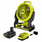 RYOBI ONE 18V Cordless Hybrid WHISPER SERIES 7 1 2 in Fan with 2 0 Ah Battery and Charger Kit PCL811B PSK005