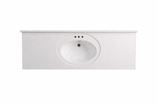 Glacier Bay 61 in. x 22 in. White Cultured Marble Vanity Top with Round Sink