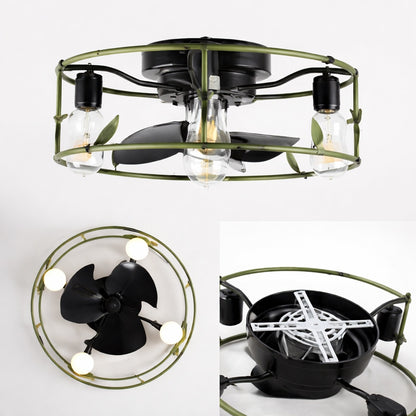 Basdien 19 in Indoor Modern Green Dimmable Ceiling Fan with Integrrated LED Light and Remote Low Profile Ceiling Light