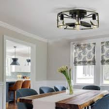 Basdien 19 in Indoor Modern Green Dimmable Ceiling Fan with Integrrated LED Light and Remote Low Profile Ceiling Light