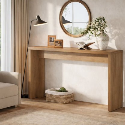 Turrella 55.1 in. Light Brown Rectangle Engineered Wood Console Table Entryway Table