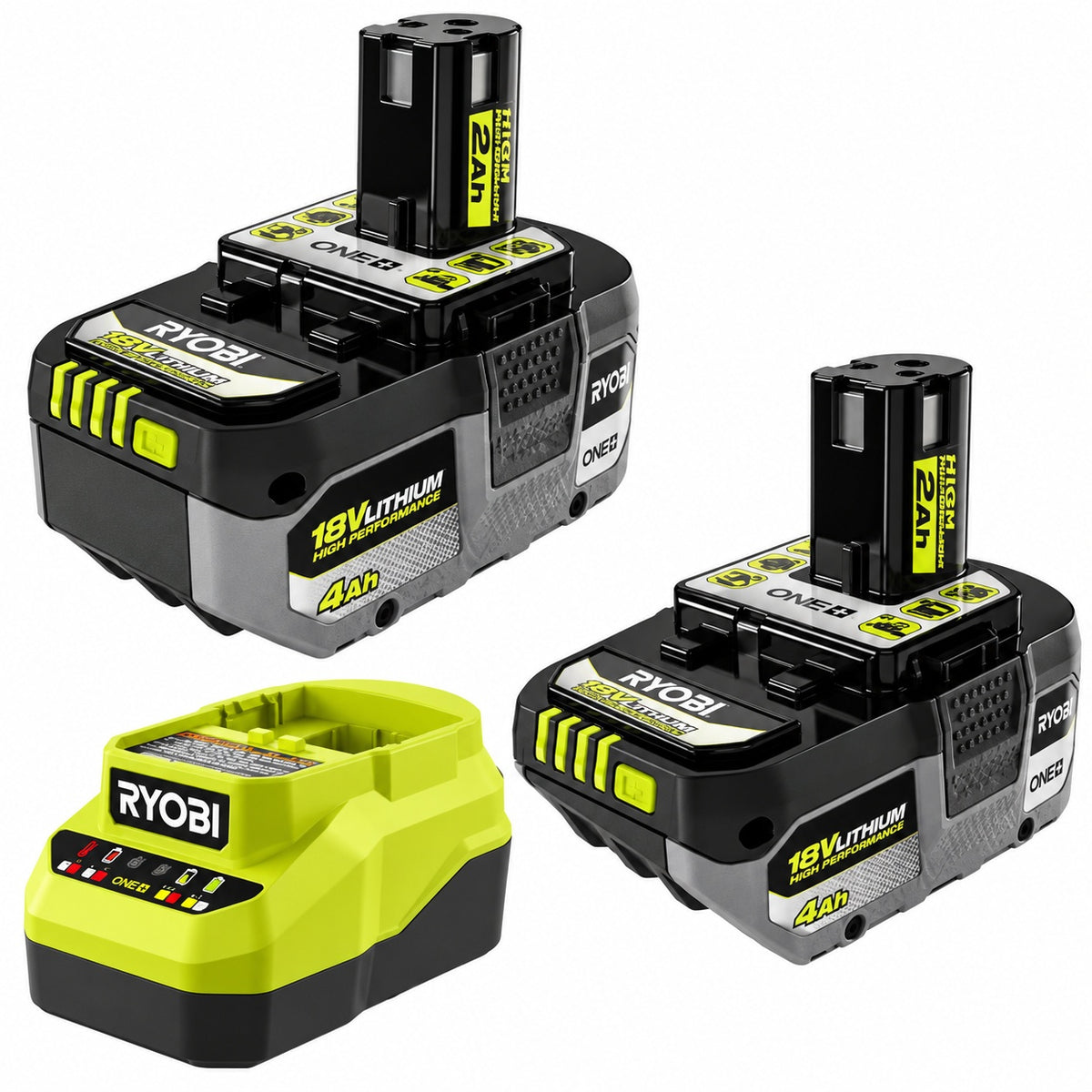 RYOBI ONE 18V Lithium Ion Starter Kit with 1 2 0 Ah Battery 1 4 0 Ah Battery and Charger PSK1212SB