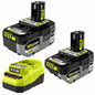 RYOBI ONE 18V Lithium Ion Starter Kit with 1 2 0 Ah Battery 1 4 0 Ah Battery and Charger PSK1212SB