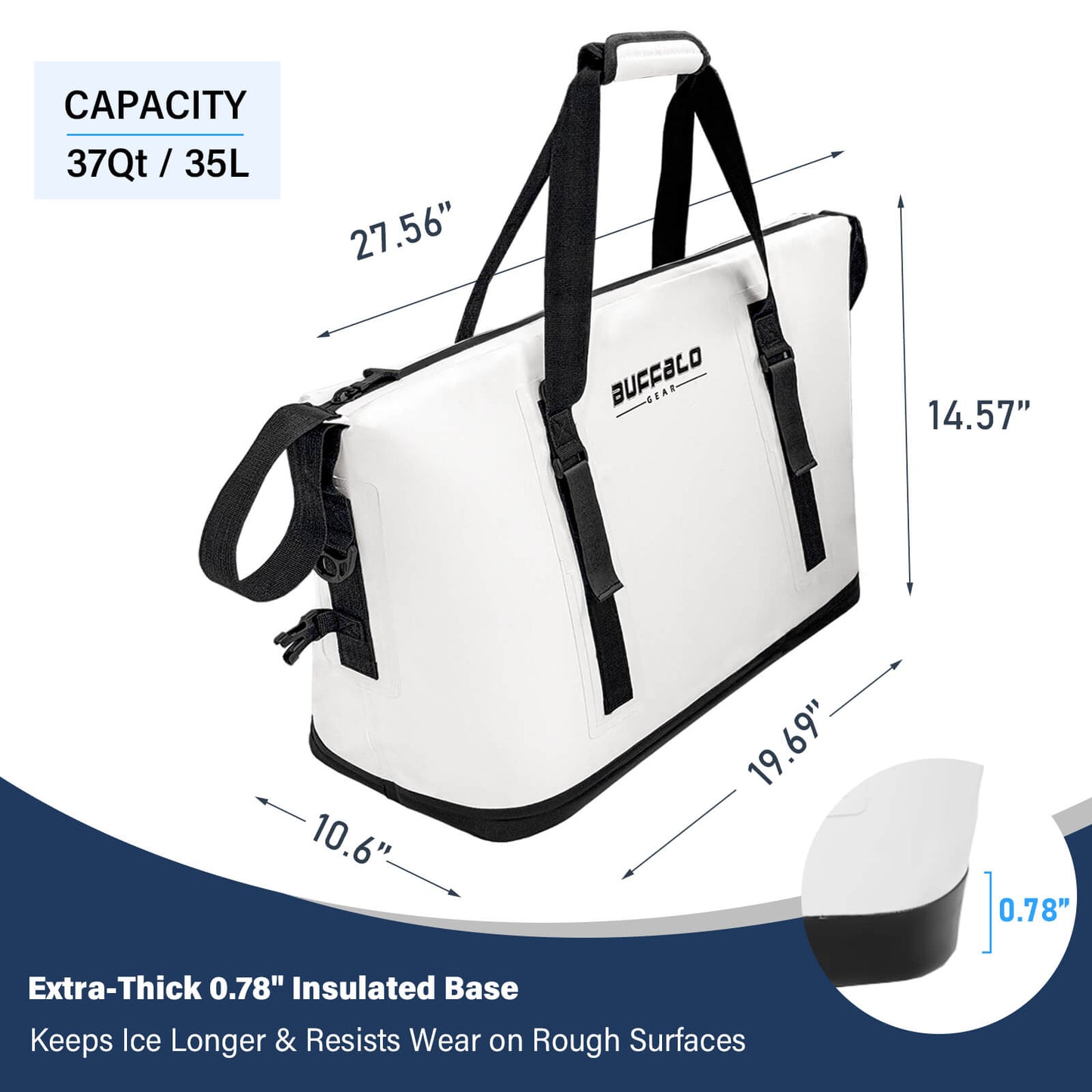 37QT Fish Cooler Bag With Fishing Rod Holder