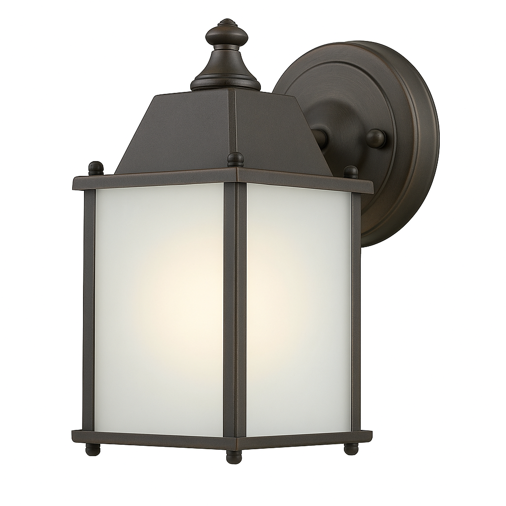 Hampton Bay 8 in. 1-Light Oil-Rubbed Bronze Dusk to Dawn Outdoor Wall Mount Lantern Sconce