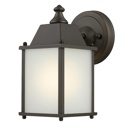 Hampton Bay 8 in. 1-Light Oil-Rubbed Bronze Dusk to Dawn Outdoor Wall Mount Lantern Sconce