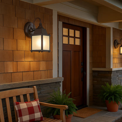 Hampton Bay 8 in. 1-Light Oil-Rubbed Bronze Dusk to Dawn Outdoor Wall Mount Lantern Sconce