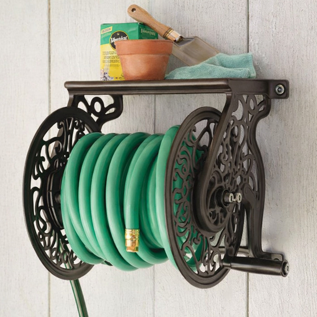 Hampton Bay 125 ft Aluminum Decorative Garden Hose Wall Mounted Reel