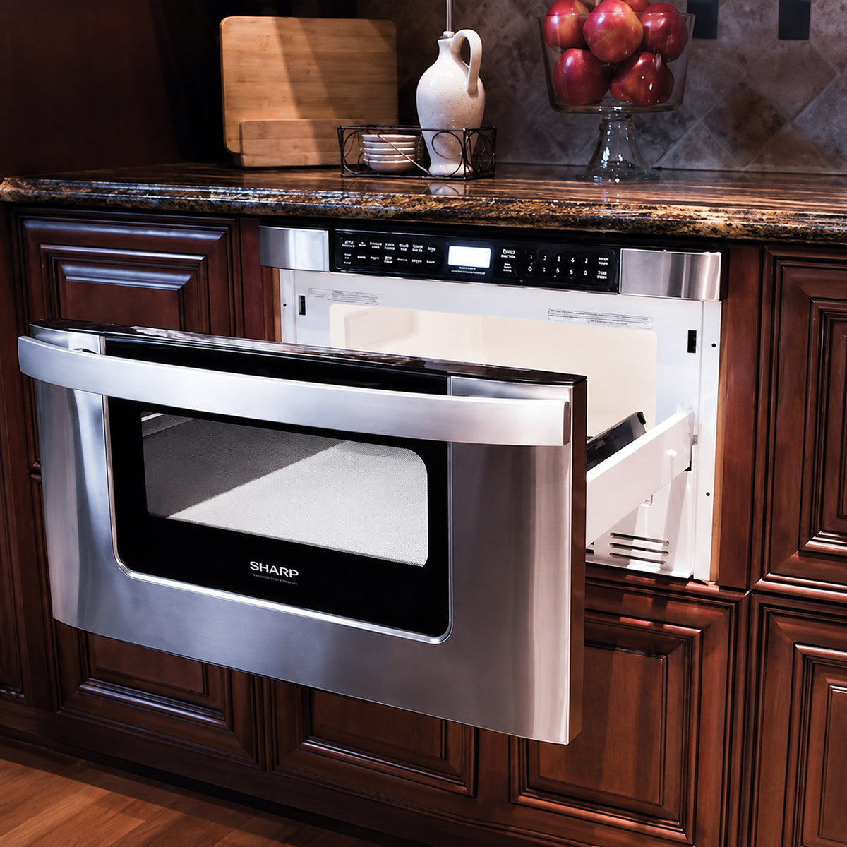 Sharp 24 in 1 2 cu ft Built in Microwave Drawer with Auto Touch Control and Sensor Cook in Stainless Steel KB6524PSY