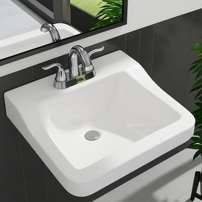 Aragon 19 in Rectangular Vitreous China Bathroom Sink in White