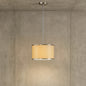 Hampton Bay 1-Light Beige and Brushed Steel Pendant with Drum Shade
