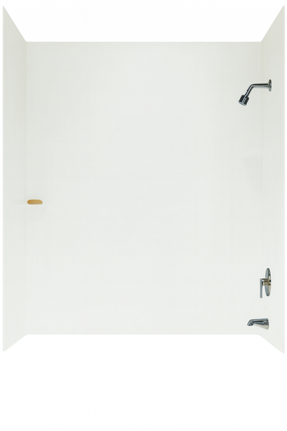 MUSTEE Durawall 30 in x 60 in x 58 in 3 Piece Easy Up Adhesive Alcove Bath Tub Surround in White