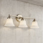 Ashhurst 3 Light Brushed Nickel Classic Traditional Bathroom Vanity Light with Frosted Glass Shades EGM1393A 5/BN