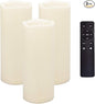 CANDLE CHOICE Waterproof Outdoor Battery Operated Flameless Candles Remote Timer White Tall Plastic Fake Realistic Flickering Electric LED Pillars for Lantern Wedding Christmas Decorations 3”x8” 3PCS