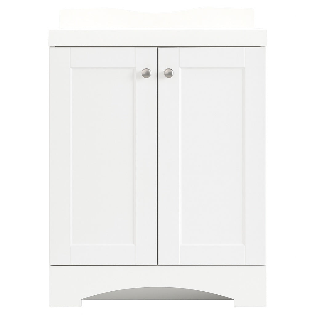 Glacier Bay 24 in W x 18 in D x 33 1 2 in H Vanity in White with Cultured Marble Vanity Top in White