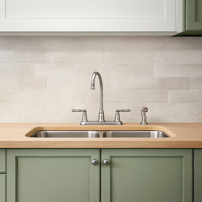 High Arc Double Handle Standard Kitchen Faucet With Side Sprayer In Spot Resist Stainless Ca87000Srs