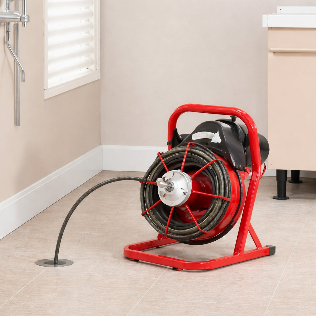 VEVOR Electric Drain Auger 75 ft x 1 2 in Drain Cleaner Machine 370 Watt w Cutters Glove Sewer Snake fit 2 to 4 in Pipe