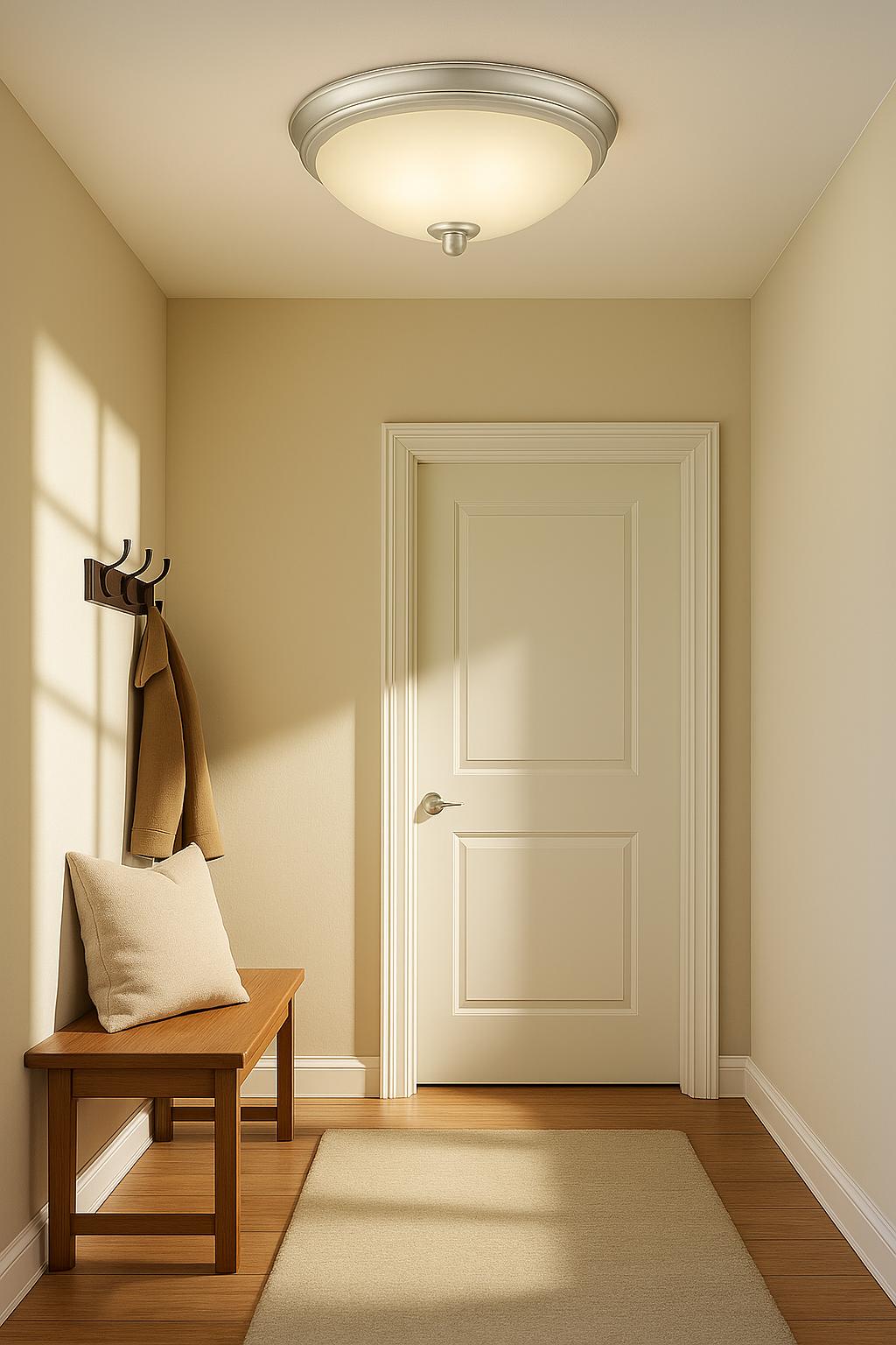 Commercial Electric 11 in. 60-Watt Equivalent Brushed Nickel Integrated LED Flush Mount with Frosted White Glass Shade