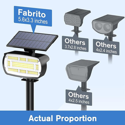 Fabrito Solar Spot Lights Outdoor 136 LEDs, Large Area Lighting Solar Lights Outdoor, 2 Pack IP65 Waterproof Landscape Spotlights Auto On/Off for Yard, Garden, Pathway, Plants,Tree (Cool White)
