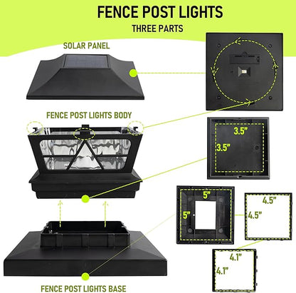 TW SHINE 8 Pack Solar Outdoor Fence Post Lights, 2 Modes Post Cap Lights Waterproof Warm White/Cool White for Yard, Garden, Porch, Patio Decor, for 4x4 5x5 6x6 Wood Posts