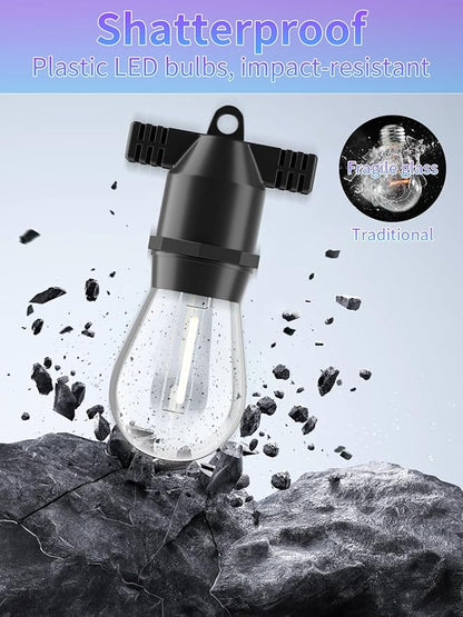 Led String Lights Outdoor 27Feet S14 Patio Light, Edison Shatterproof Bulbs Weatherproof Strand, Commercial Grade Patio Lights, Decorative for Garden or Patio