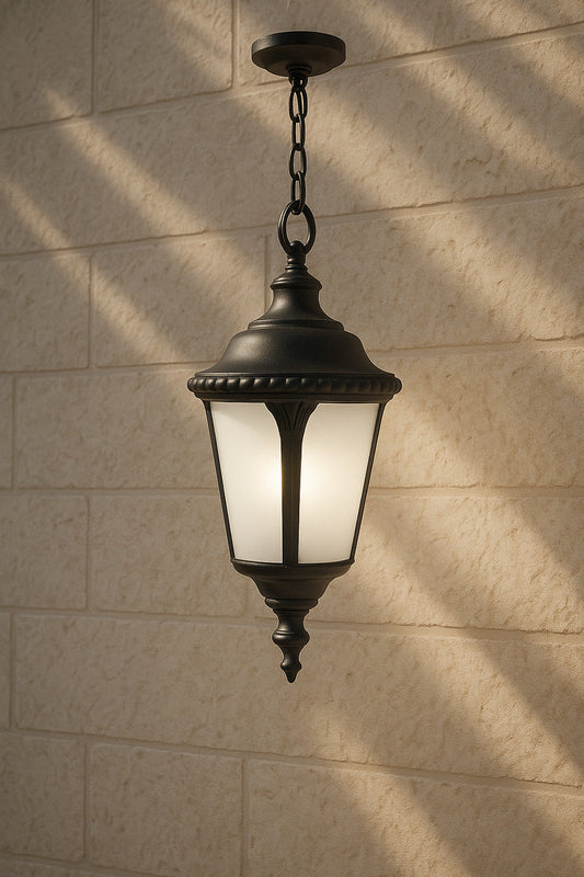 Bel Air Lighting Commons 1 Light Black Outdoor CFL Pendant Light with Frosted Glass PL 50491 BK/303037551