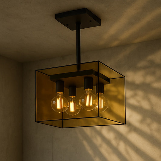 Bel Air Lighting 10313 ROB 4LT Rob Amber Glass Pendant