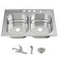 Glacier Bay 33 in Drop In 50 50 Double Bowl 20 Gauge Stainless Steel Kitchen Sink