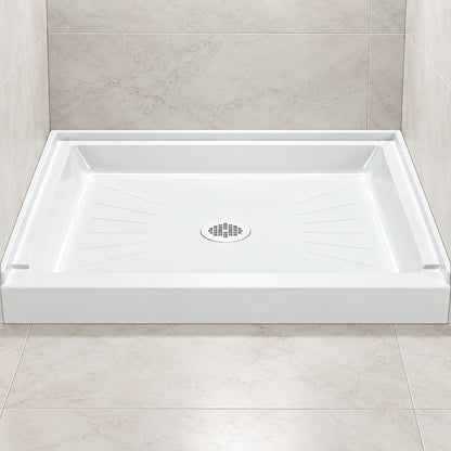 MUSTEE 48 x 32 Alcove Shower Pan Base with Center Drain in White