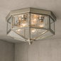 Progress Lighting 4 Light Brushed Nickel Clear Beveled Glass Traditional Indoor Outdoor 11 1 8 Flush Mount Light P5789 09/100636042 785247162802 Progress Lighting