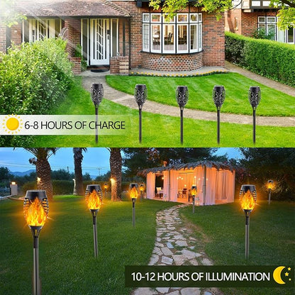 Albelt Solar Torch Lights Outdoor - 10 Pack With Flickering Flame for Garden Decor, Super Bright Waterproof for Outside Landscape Yard Party Decorations