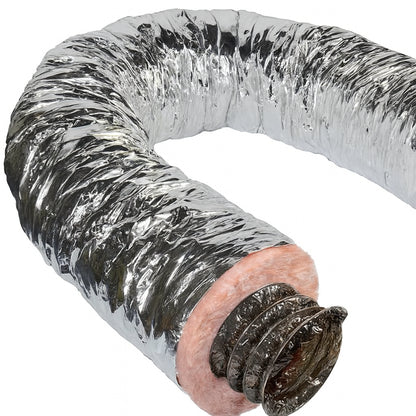 Master Flow 8 in. x 25 ft. Insulated Flexible Duct R8 Silver Jacket