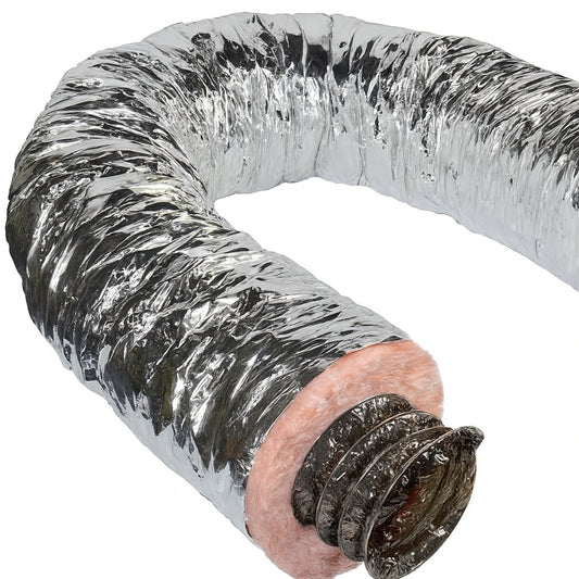 Master Flow 8 in. x 25 ft. Insulated Flexible Duct R8 Silver Jacket