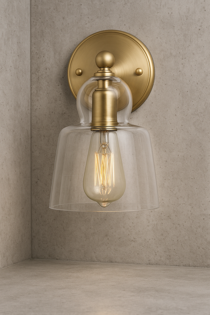 Light Society Riis 5 in Brushed Brass Clear Wall Sconce LS W316 BB CL/313879404 812449032463 Light Society